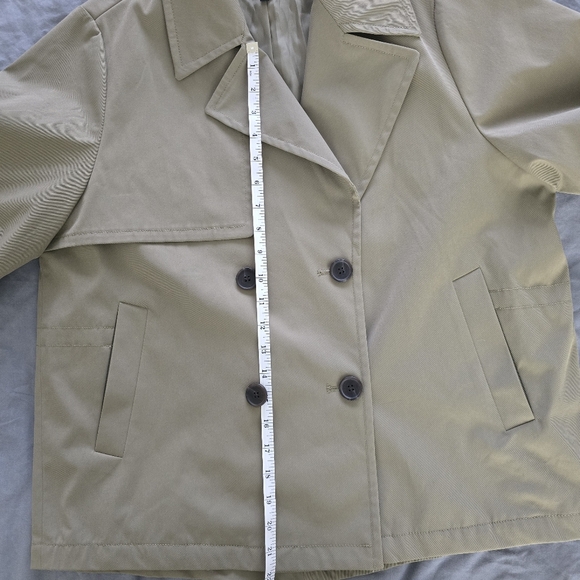 HUM Olive Green Double-Breasted Trench Coat Size M - Picture 11 of 11